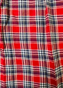 Red Plaid Cold Shoulder Top