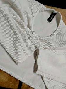 White Cut-out Ring Detail Top