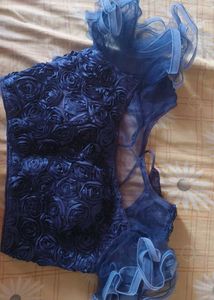 Stunning Navy Blue Designer Blouse