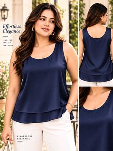 Elegant Navy Blue Layered Tank Top