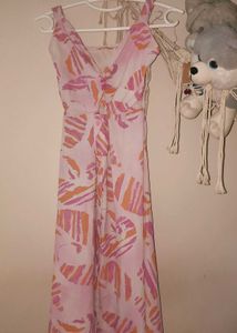 Flowy Pink & Orange summer cut out dress