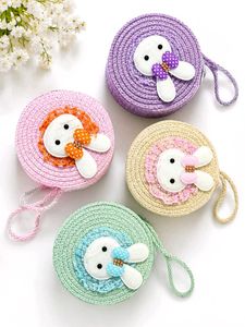 Cute Bunny Round Straw Purse for Kids