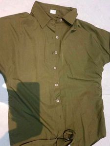 Olive Green Button-Up Shirt