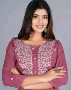 Embroidered Mauve Kurta