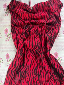 Red Tiger Print Slip Dress
