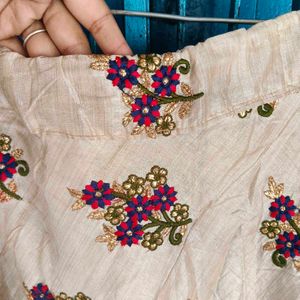 Embroidered Cream Ethnic Skirt
