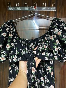 Floral Print Puff Sleeve Dress