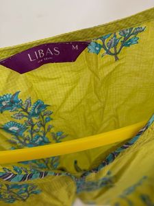 Vibrant Yellow Kurta with Blue Floral Print