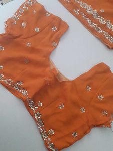 Elegant Orange Sequin Saree