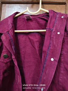 Stylish Maroon Denim Jacket