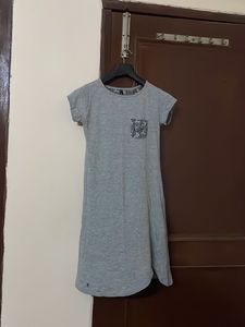 Grey Casual T-Shirt Dress with Pocket