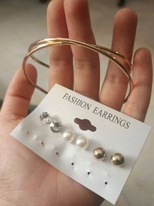 set of 3 earrings with arm cuff combo