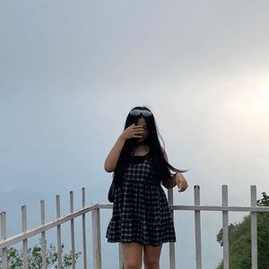 b&amp;w checkered babydoll mini dress