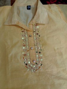 Elegant Yellow Mirror Work Kurta Set