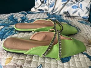 Sparkling Lime Green Heeled Sandals
