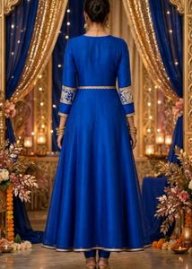 Royal Blue Embroidered Anarkali Gown