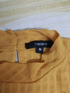 Mustard Yellow Textured Mock Neck Top