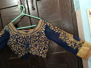 1-TimeUsed OrangeLehengaWithNavyBlueBlouse&amp;Dupat