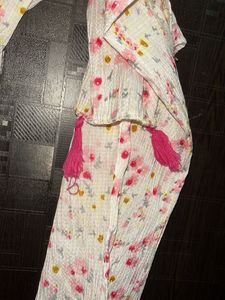 Floral Print Scarf with Tassels