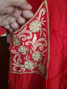 Vibrant Red Embroidered Kurta