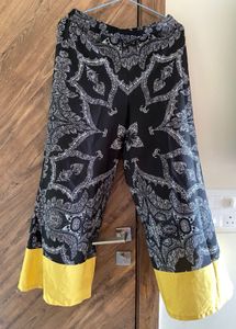 Elegant Black &amp; Yellow Printed Palazzos