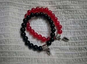 Magnetic Heart Bracelets Red and Black