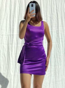 party satin Purple Mini Bodycon Dress