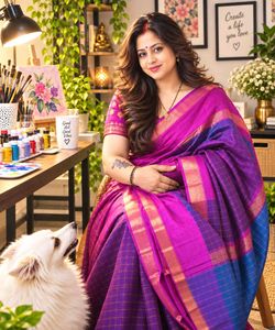 Elegant Purple & Pink Mangalgiri Silk Saree
