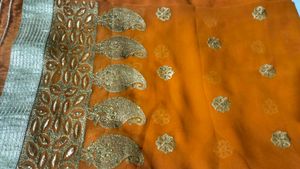 Embroidery Mustard Coloured Saree