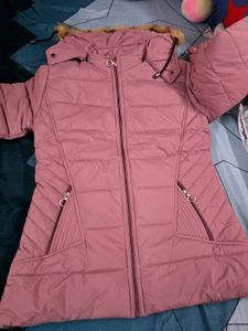 Pink Puffer Jacket with Fur Hood
