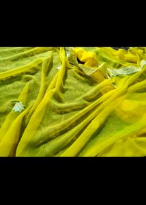 Elegant Yellow pure georgette chikankari Saree