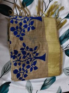 Blue Tree Print Saree