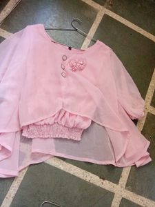 Pink Chikankari Kurta with Floral Detail