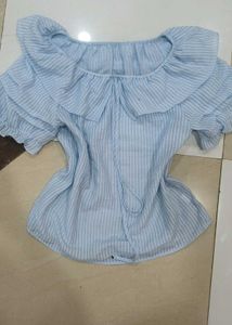 Cute Striped Ruffle Blouse
