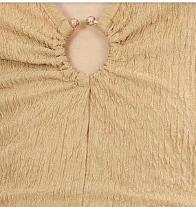 Shein Golden Halter Neck Ring Detail Top