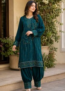 Elegant Teal Embroidered Salwar Suit with Dupatta