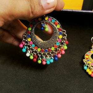 Beautiful Ethnic Golden Multibead Earring