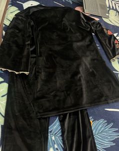 Black Velvet embroidery co ord set