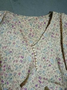 Floral Print Long Sleeve Crop Top