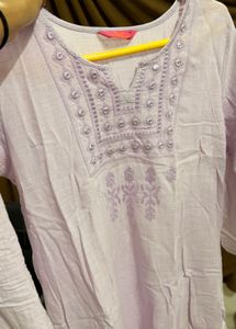 Elegant Lavender Embroidered Kurta