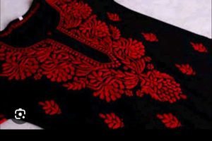 Black Kurta with Red Embroidery