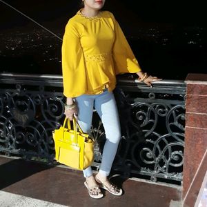 Yellow Top New Digain Stechbal Material Piyarls Work
