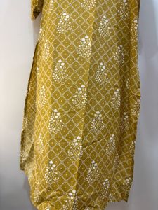 Beautiful Mustard Kurta with White Embroidery