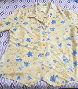 Floral shirt with black n white striped shir