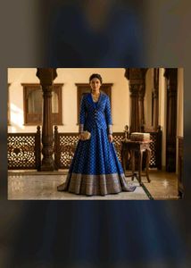Stunning Cobalt Blue Banarasi Silk Saree