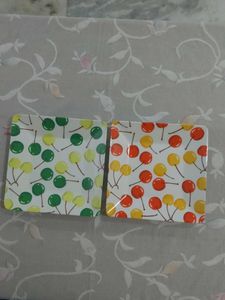Cute Cherry Print Melmaware Square Plates