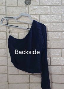 Women's One-Shoulder Long Sleeve Crop Top