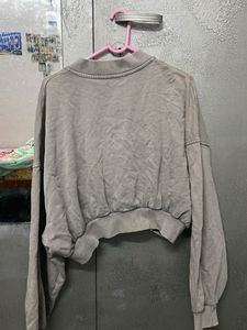Cropped Grey Bomber Jacket