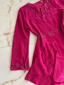 Stunning Fuchsia Embellished Kurta