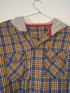 Men's Plaid Hooded Shirt